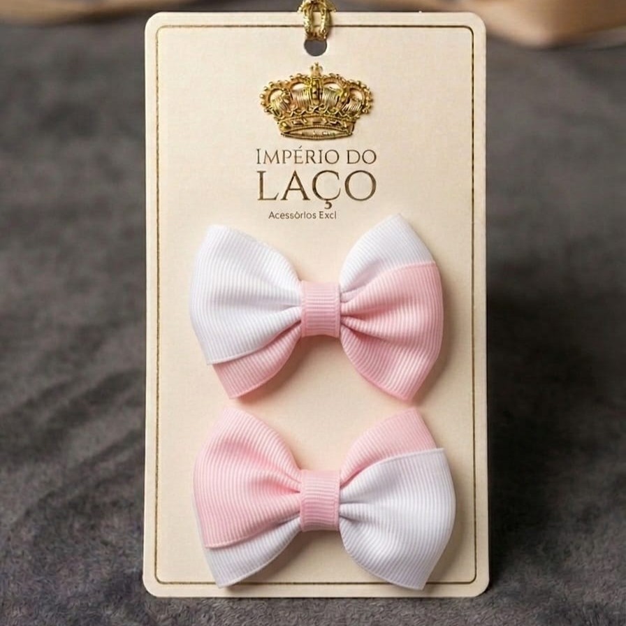 Parzinho de Laços Gravata Cruzadinho Rosa bebê